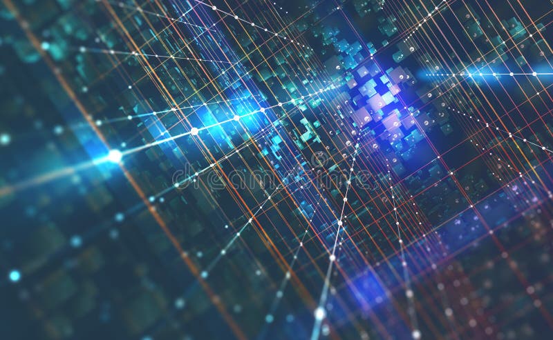 Αφηρημένη τρισδιάστατη απεικόνιση υποβάθρου τεχνολογίας Κβαντική αρχιτεκτονική υπολογιστών